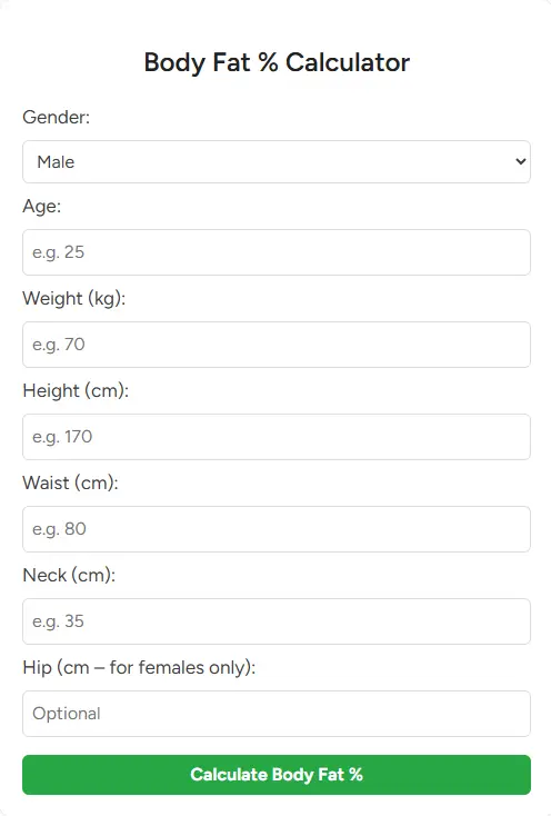 Body Fat % Calculator